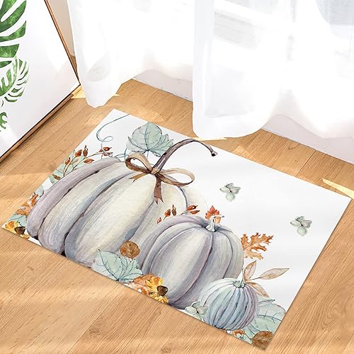 Alfombras de baño antideslizantes para puerta delantera, otoño, calabaza, hoja de arce, alfombras de cocina, granja, tema de Acción de Gracias en