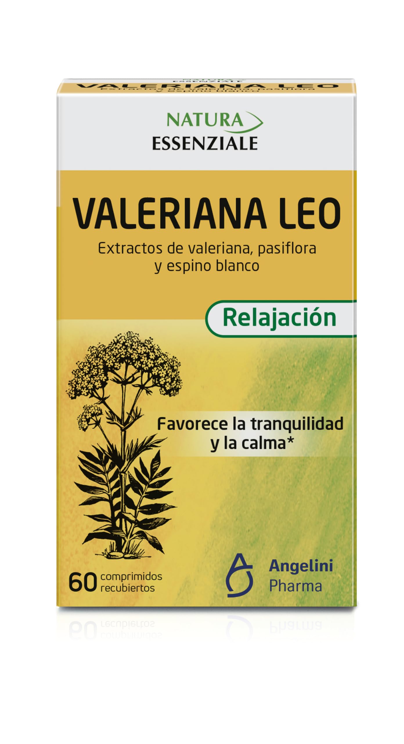NATURA ESSENZIALE Valeriana Leo - Favorece la tranquilidad y la calma - Complemento alimenticio con extractos de valeriana, pasiflora y espino blanco. A partir de 12 años - 60 comprimidos