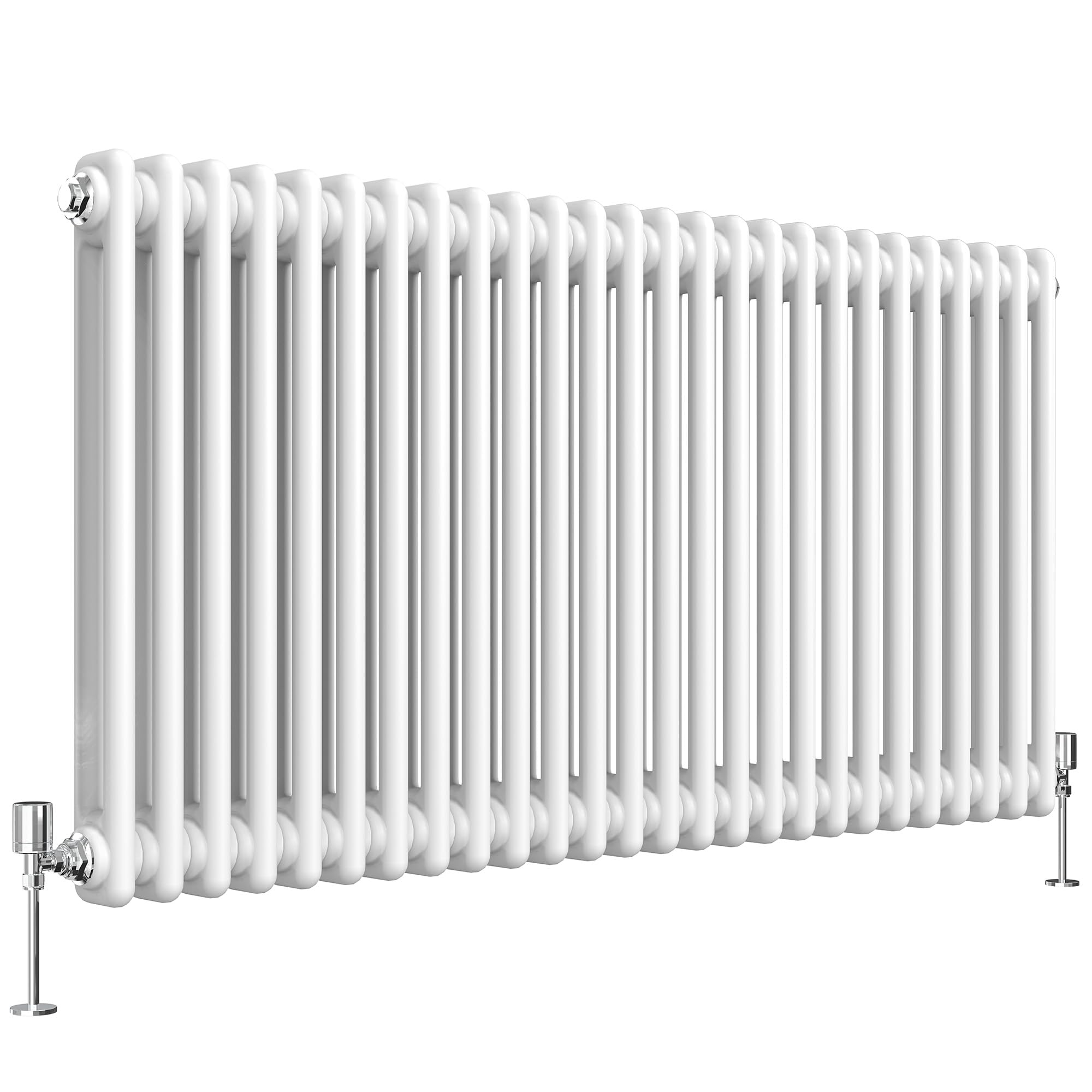 Heilmetz 2 Column Radiator Horizontal Double, 600 x 1190mm Traditional White Column Radiators Central Heating Radiator Cast Iron Style