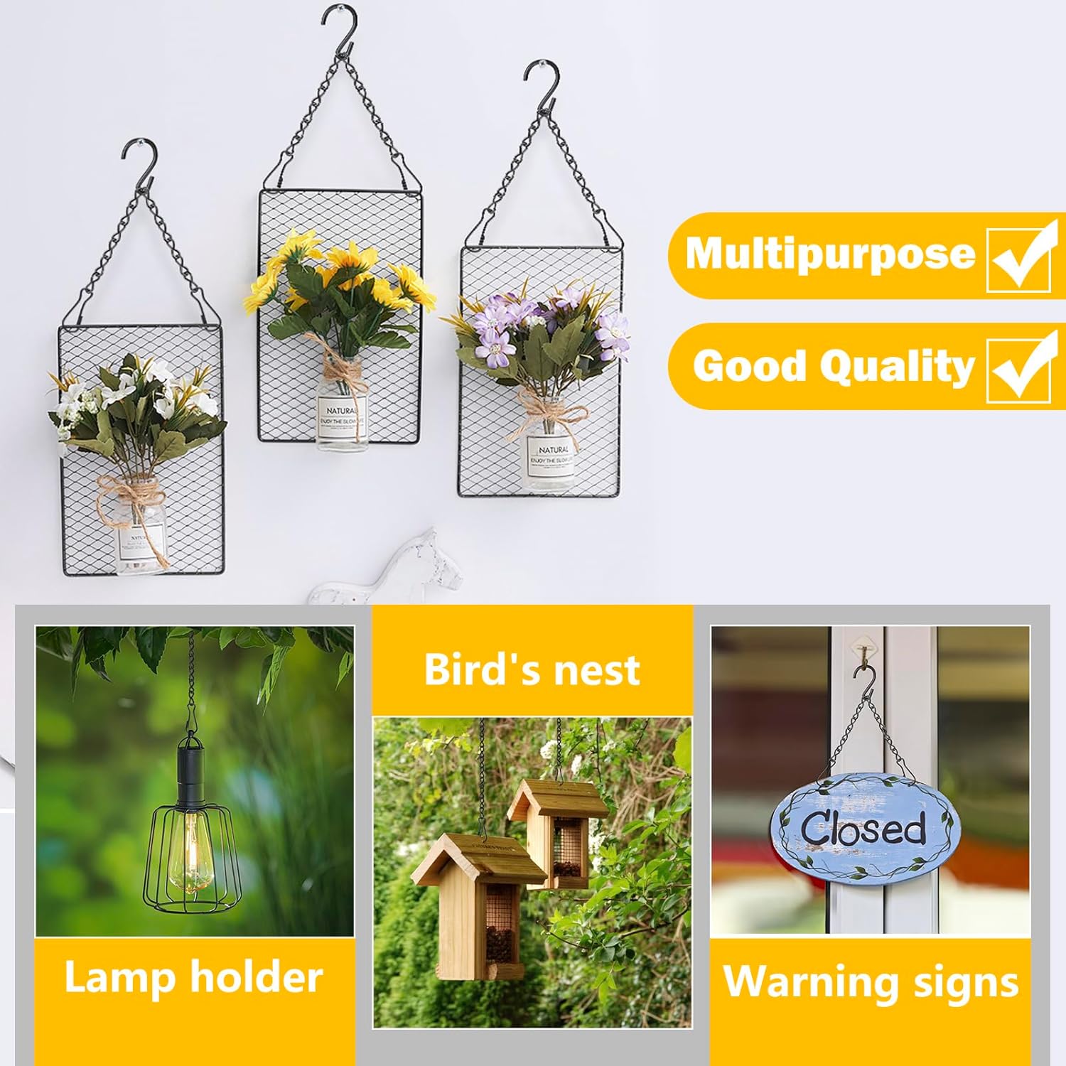 garini Hanging Basket Chain,200 Inch Metal Black Hanging Chain with S Hooks for Hanging Plants, Photo, Lantern, Billboards and Planters - Image 6