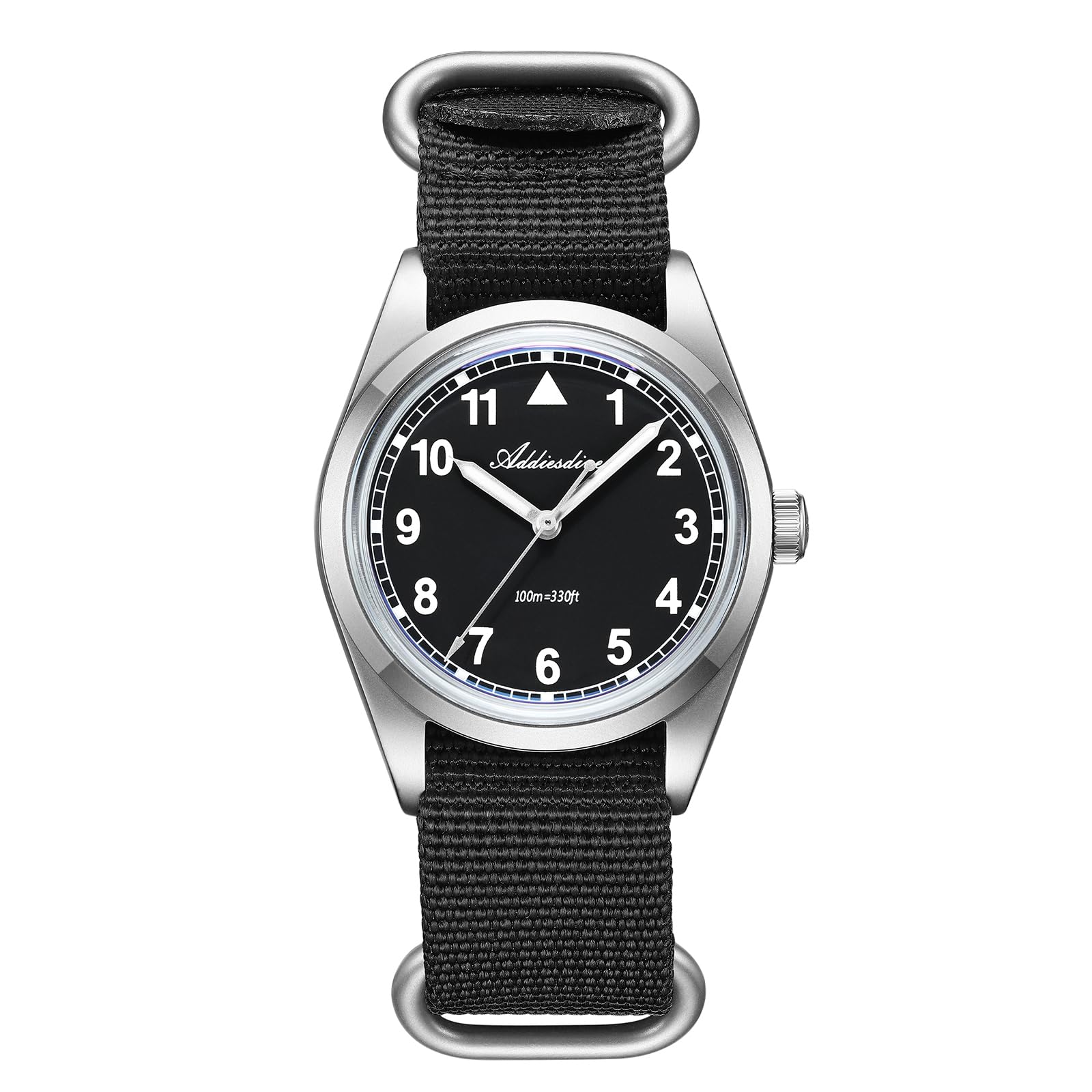 ADDIESDIVE Analog Field Watches for Men VH31 Glowing Easy to Read Dial 100M Waterproof Sweep Second Hand Tactical Military Black Mens Quartz Wristwatch