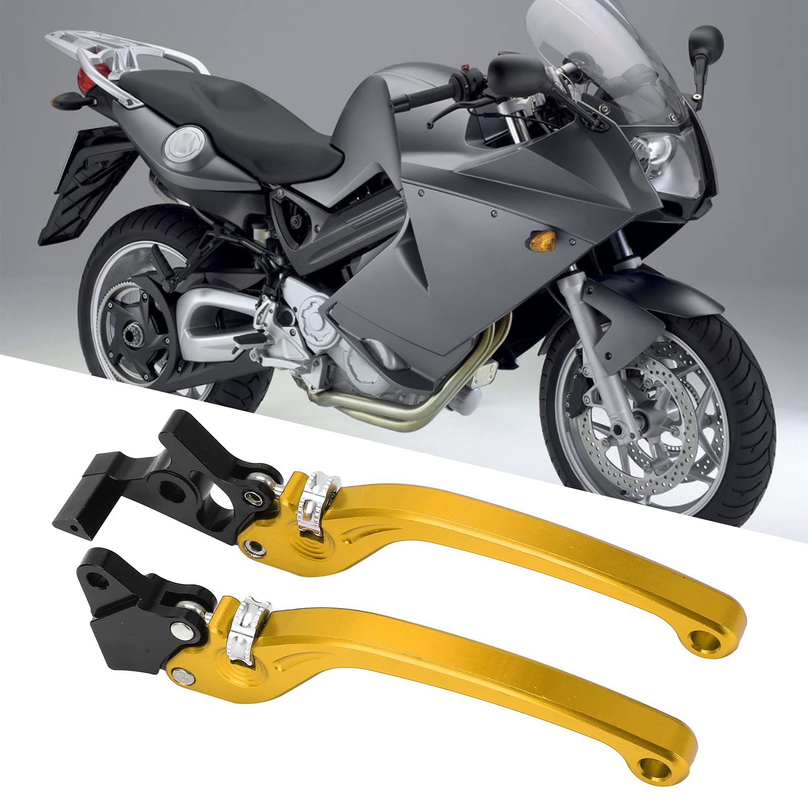 Leva freno e frizione per moto in lega di alluminio ad alta sensibilità, compatibile con accessori universali. (Oro)