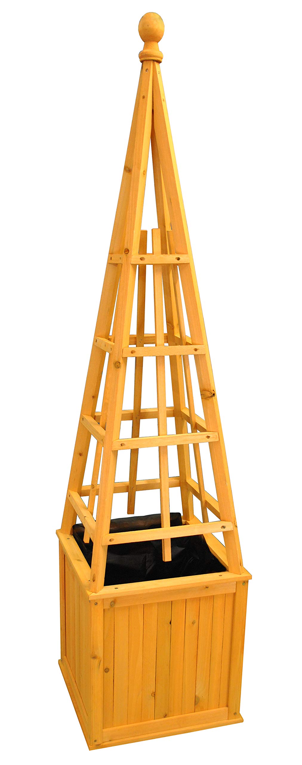 Selections Natural Square Wooden Garden Planter With Obelisk Plant Support Frame & Liner