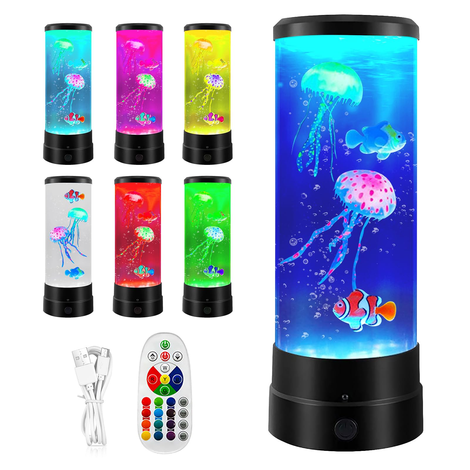 BORDEAG Quallen Lampe, Quallen Lavalampe Mit 17 Farben 4 Lichtmodi Fernbedienung, Jellyfish Lamp, Quallen Aquarium Lampe, Lavalampe, Fantasy Quallen Lavalampe Für Büro Zuhause Deko