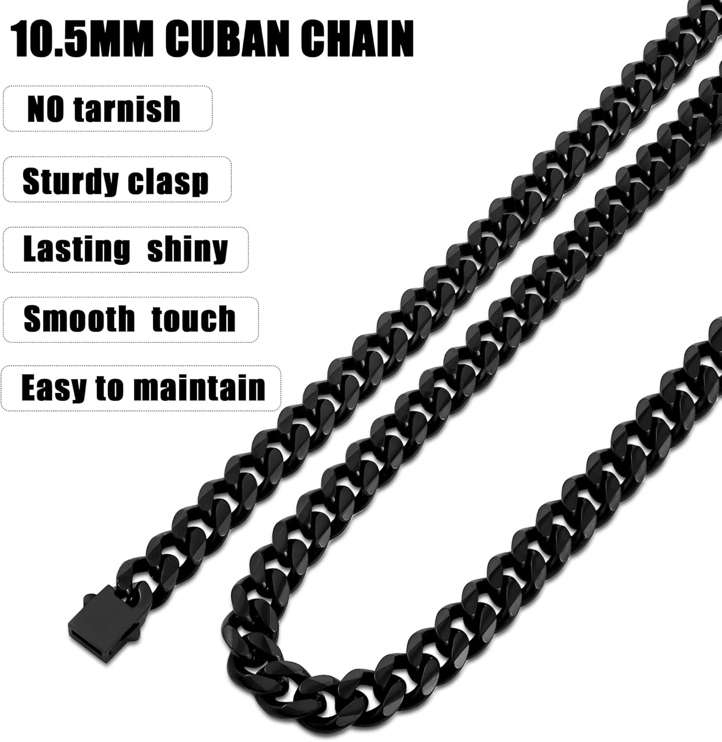 Fiusem 3.5mm Cuban Link Chains for Men, Silver Tone/Black/14K Gold Plated Stainless Steel Necklace Chain, Mens Necklace 16, 18, 20, 22, 24, 26, 28 Inch - Image 9