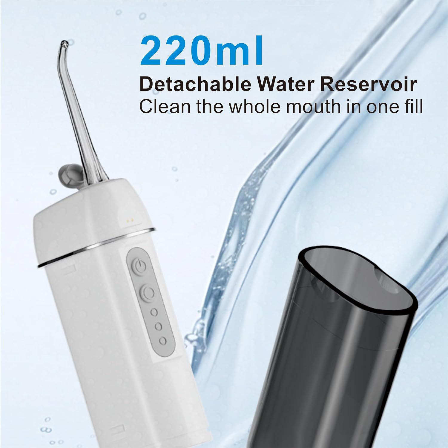 Cordless Portable Water Flosser, 220ML Retractable Telescopic Tank Oral Irrigator, IPX7 Waterproof Magnetic USB Charging Travel Dental Cleaner, Multi Modes Pulse Water Jet for Braces Daily Oral Care