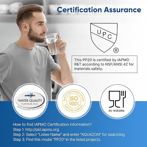 Miniatura 3 de PUREPLUS Filtro de agua para toda la casa de sedimentos de 20 micrones, 20 x 2.5 pulgadas, prefiltración de sedimentos de 20 pulgadas, cartucho de
