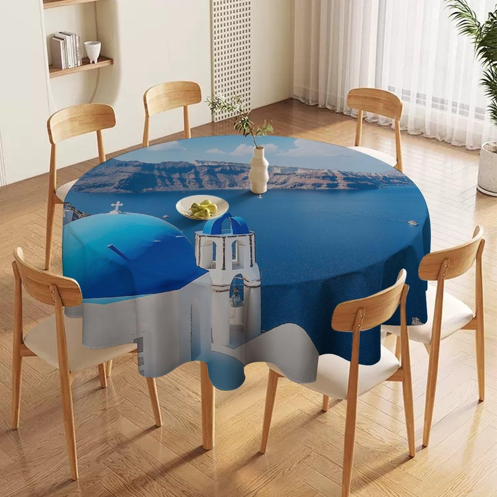 ORDOBO Round Table Cover -Mountain City Fashion Tablecloth Protector 3D Print Wipeable Outdoor Table Cover For Kitchen Dining Home Decoration 127X127Cm