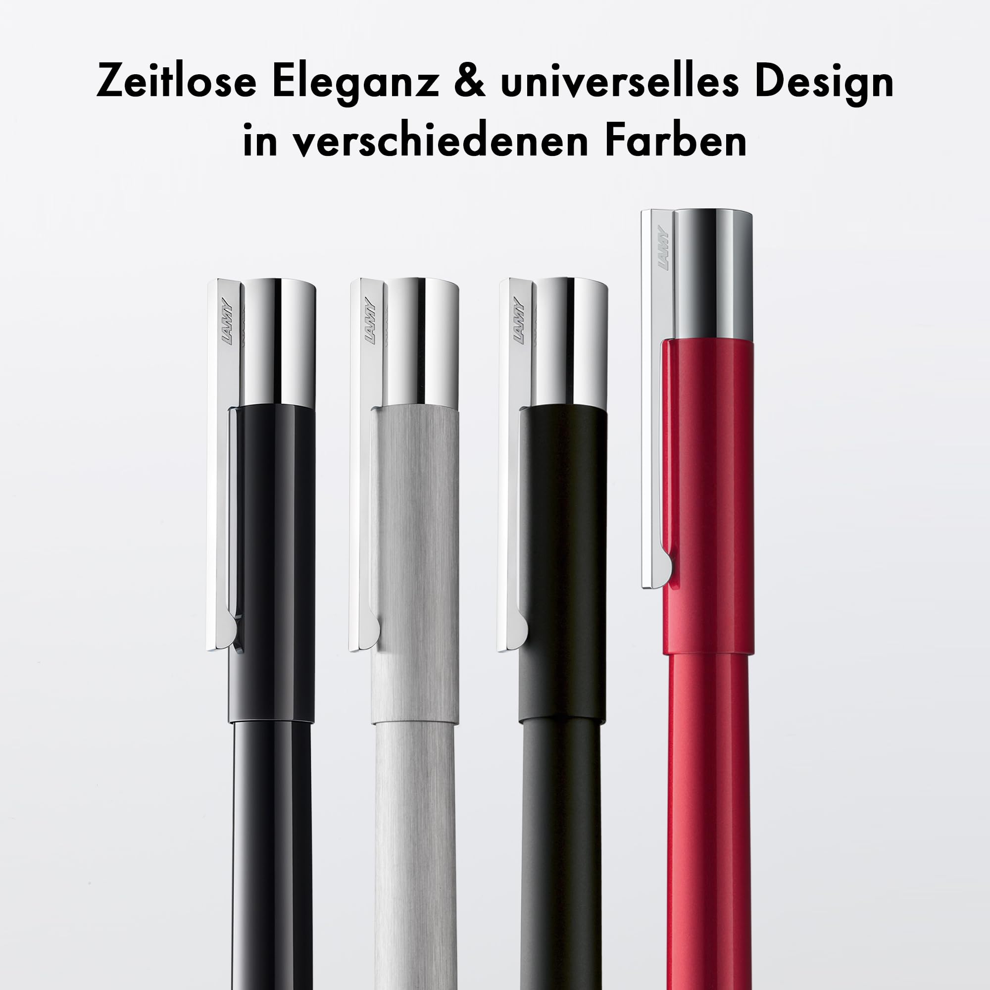 Lamy scala pianored Tintenroller – puristischer Stift in robustem Gehäuse aus Ganzmetall & Glanzlackveredelung – poliertes Grifftstück & in Strichbreite M – mit Tintenrollermine M 63 in schwarz