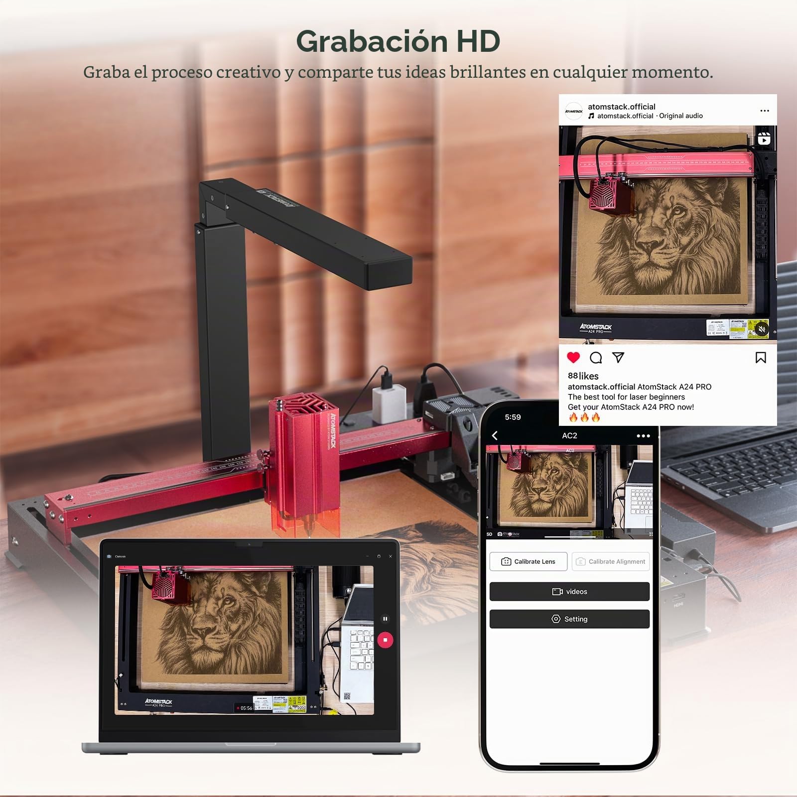 ATOMSTACK AC2 Grabadora Láser AC Serie Cámara Para Máquina de Grabado Láser Cámara Lightburn Vista Previa Inalámbrica Posicionamiento Preciso Grabado Por Lotes