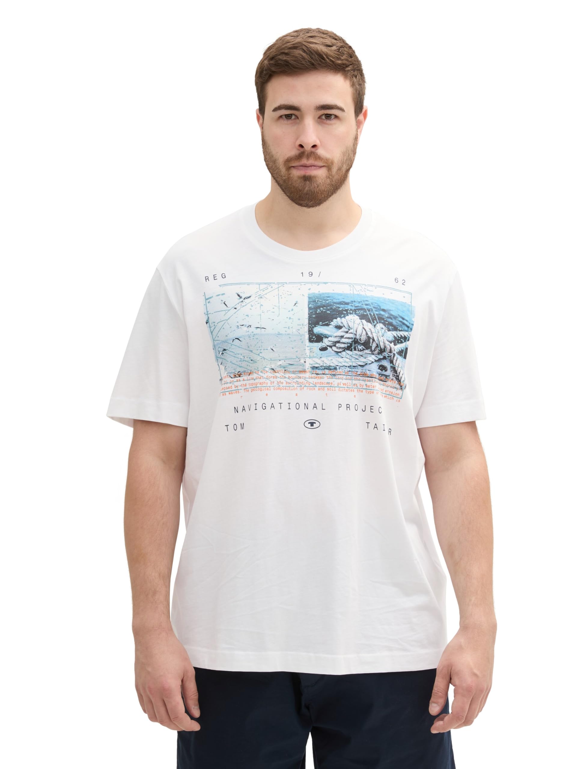 TOM TAILOR Men's Plus Size Cotton T-Shirt with Photo Print