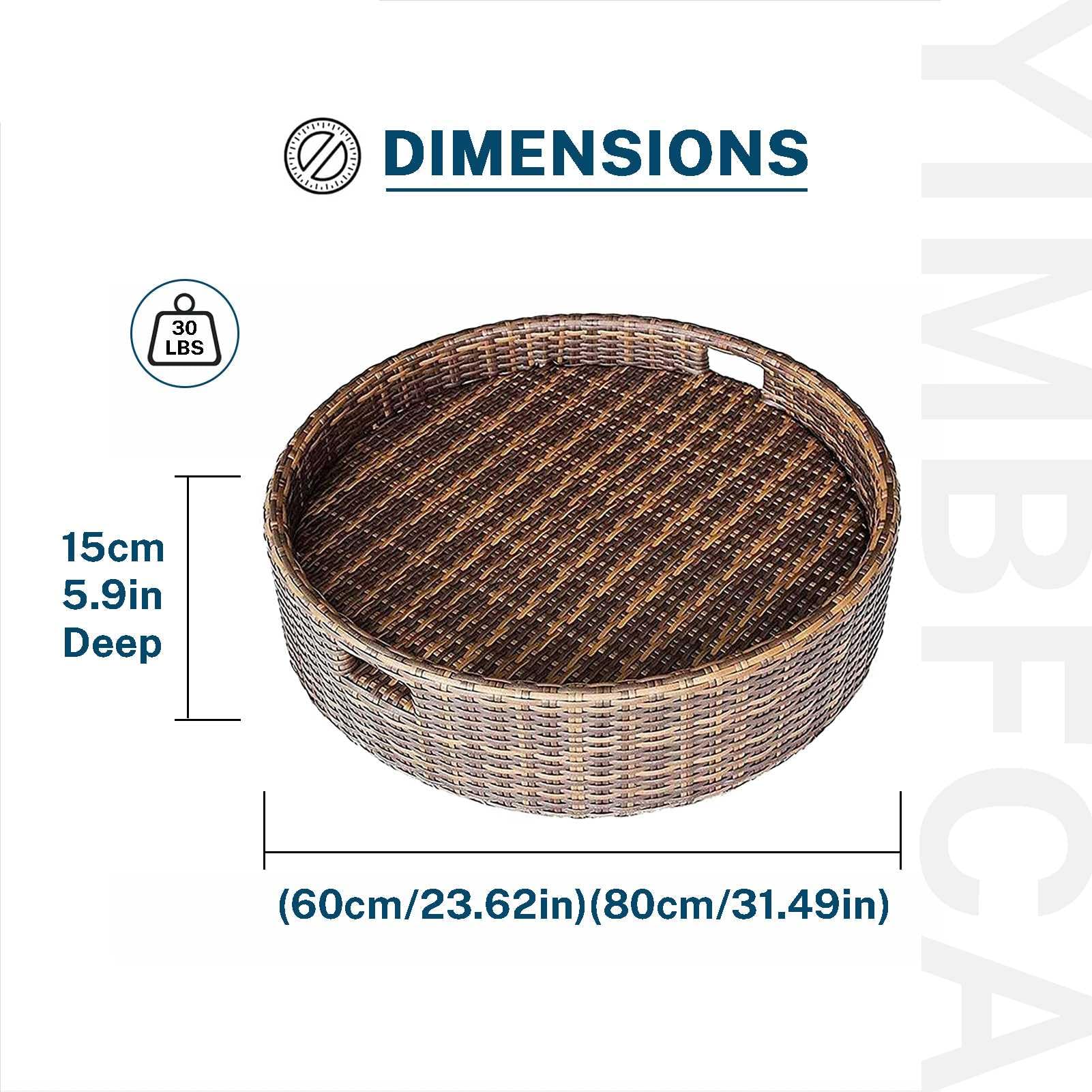 Vassoio Galleggiante in Rattan per Piscina con Manici, Vassoio Galleggiante per Bevande e Snack, Vassoio Galleggiante per Piscina, Accessori per Piscina, Decorazioni per Spiaggia e Feste.