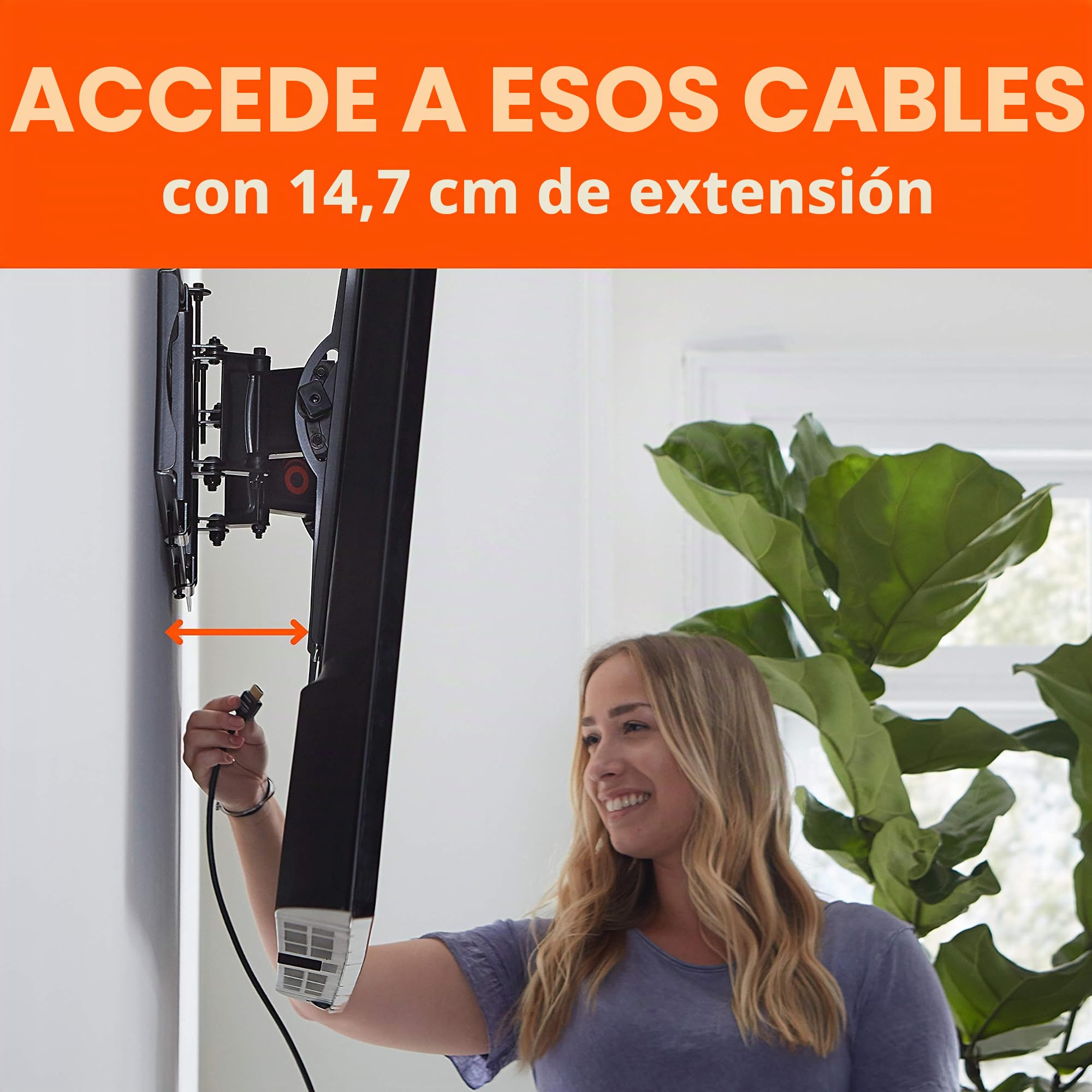 ECHOGEAR Soporte de Pared inclinable avanzado para televisores de hasta 86 Pulgadas – Rango máximo de inclinación en televisores Grandes – Ideal para Montar TV sobre una Chimenea