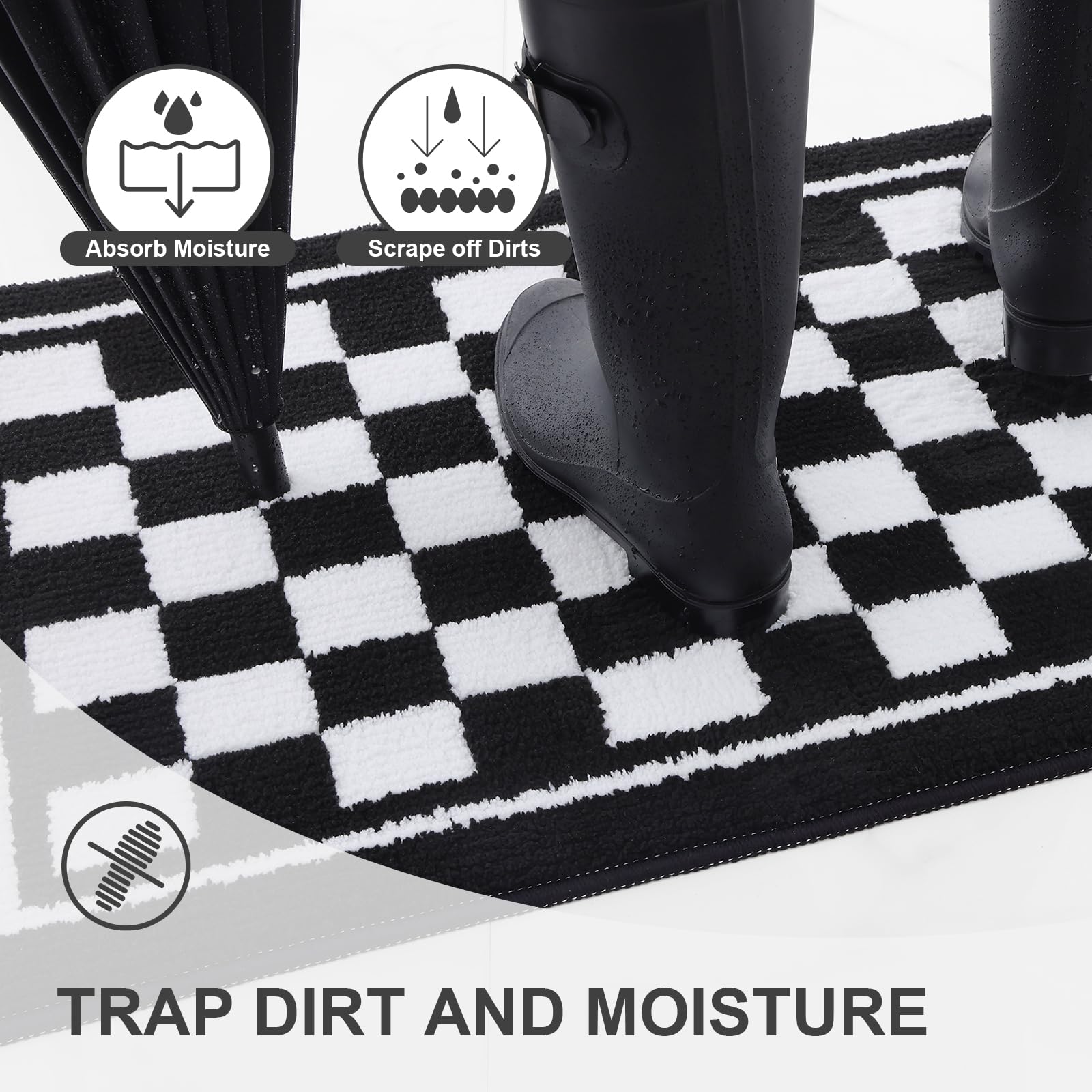 smiry Door Matts Indoor, Super Absorbent Entrance Door Mat, Machine Washable Inside Doormat, Low-Profile Dirt Trapper Mat - Image 3