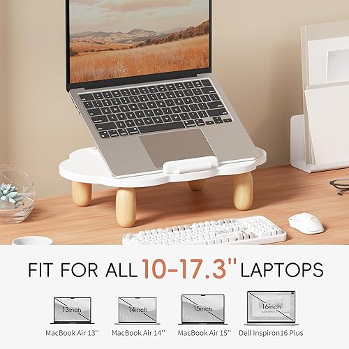 Miniatura 2 de Soporte ajustable de madera para laptop, soporte ergonómico para computadora con ángulos de altura, soporte en forma de nube, soporte para