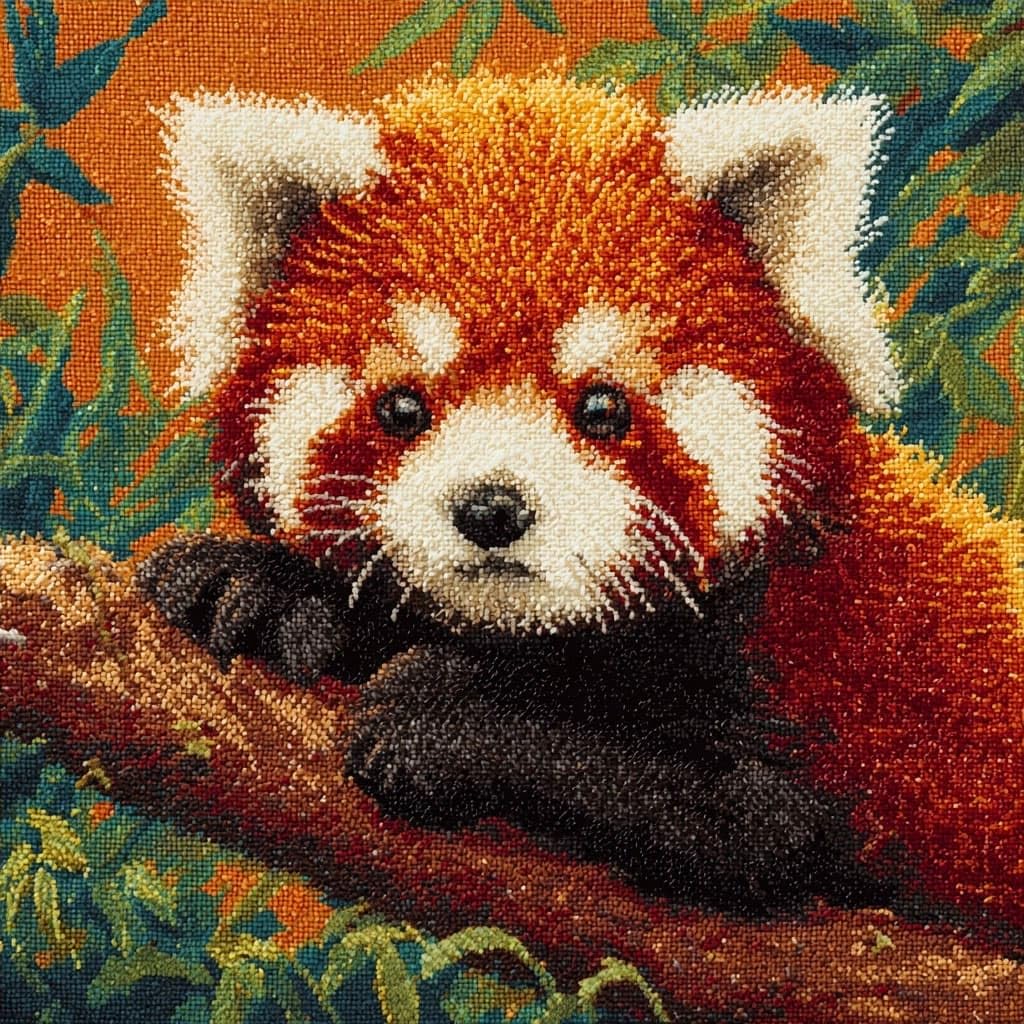 WallustrioaW Latch Hook Kits for Adults Beginners,Animal red Panda