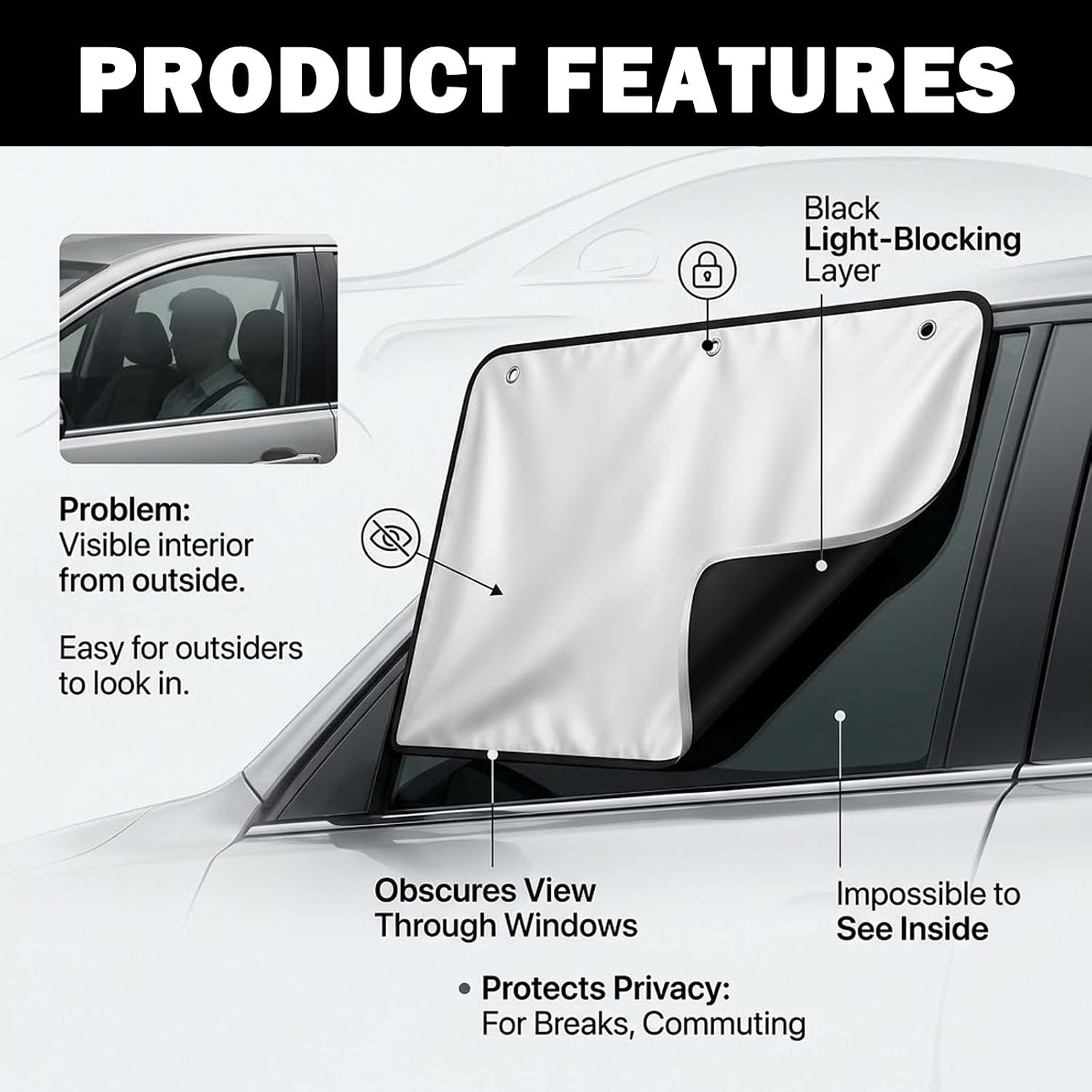 2PCS 31x20.27 Car Shades for Side Windows,Suction Cup Car Window Shades Provide Full Coverage & Cooling,Universal Cars Sun Shade Side Window for Driving/Parking/Camping(Rear Window/2PCS)