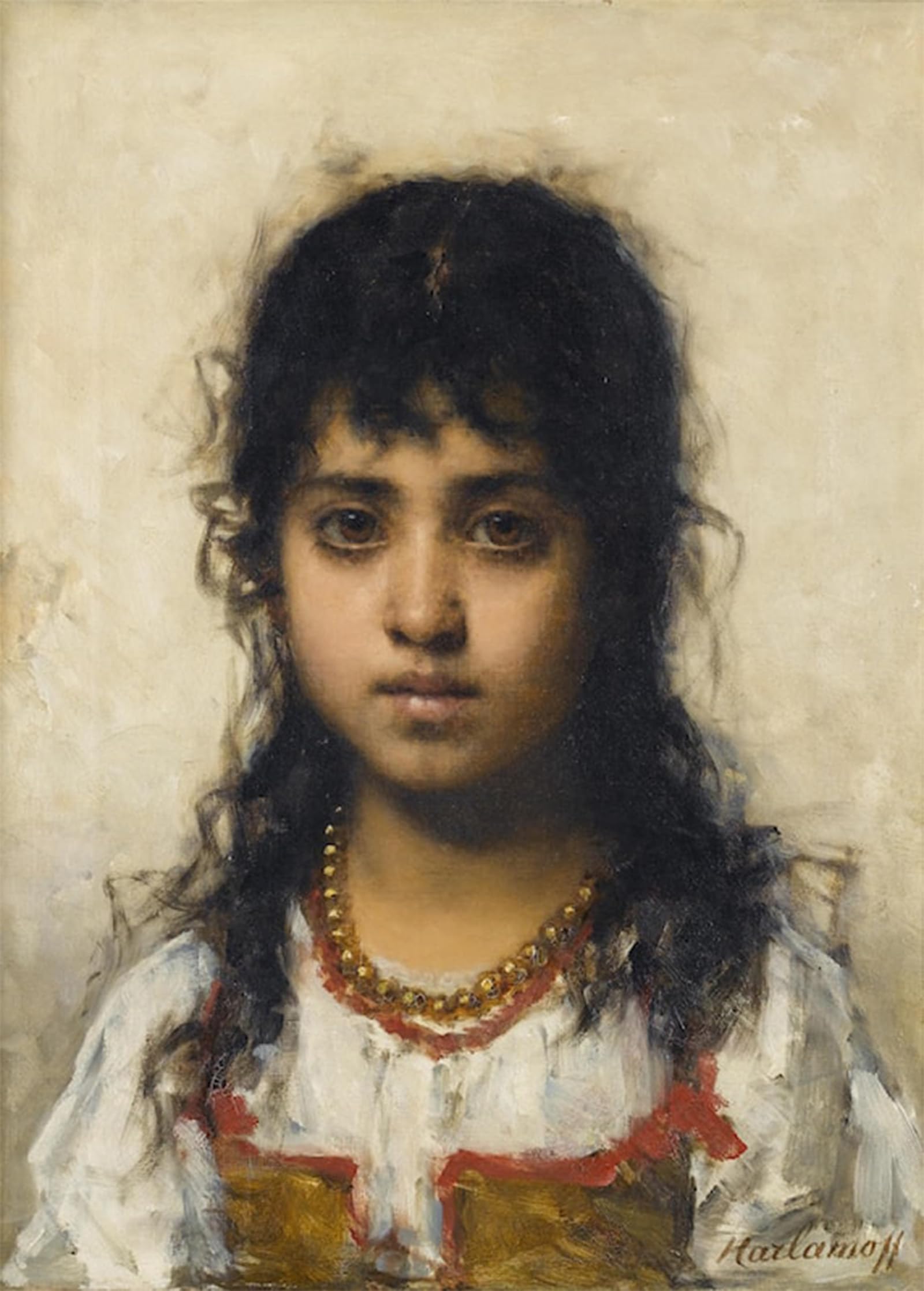 POSTERIIk Famous Modern Artwork Art Mural Portrait of a Young Girl by Alexei Alexeivich Harlamoff Oil Paintings Pictures for Home Decor 60x90cm