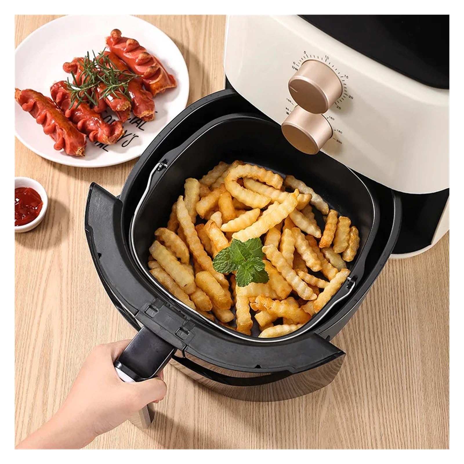 Luftfritteusen-Backzubehör-Set, Draht-Ofen-Grillrost for 3-5,8 QT-Irfryers, Kuchenkorb-Pfanne für Backen Braten Servieren | Weband Platter