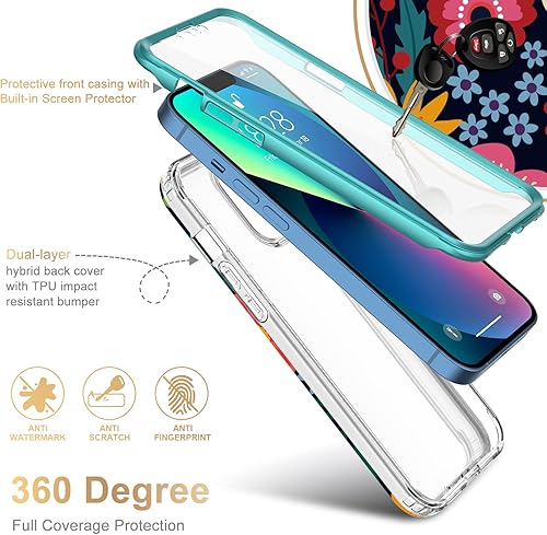 Miniatura 2 de ESDOT - Funda protectora para iPhone 13 6.1 pulgadas, con protector de pantalla integrado, protección de grado militar con diseños modernos para