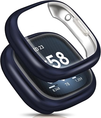 ORIbox Funda ultradelgada compatible con Fitbit Sense y Fitbit Versa 3 Smartwatch, TPU HD, funda protectora completa, resistente a los arañazos,