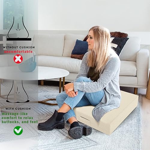 Miniatura 6 de MeMoreCool Almohada cuadrada para asiento de suelo para adultos y niños, cojín de meditación grande con espuma gruesa, cojín grande lavable para