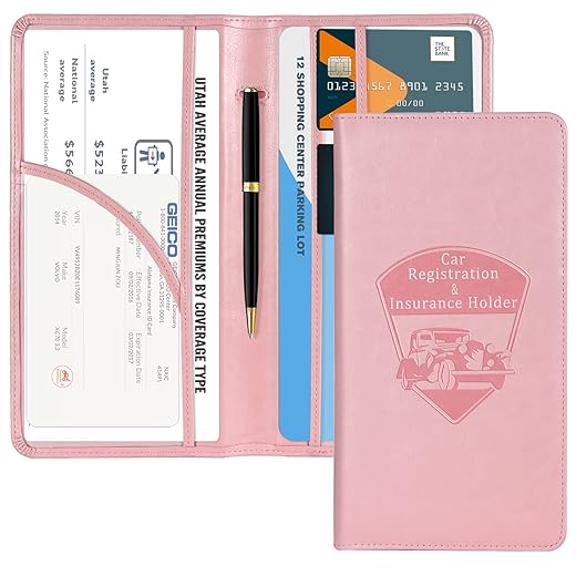 CoBak Car Registration and Insurance Holder - Vehicle Glove Box Car Organizer, Auto Truck Comparment Accessories Case with Magnetic Closure for Essential Document, Driver License, Cards
