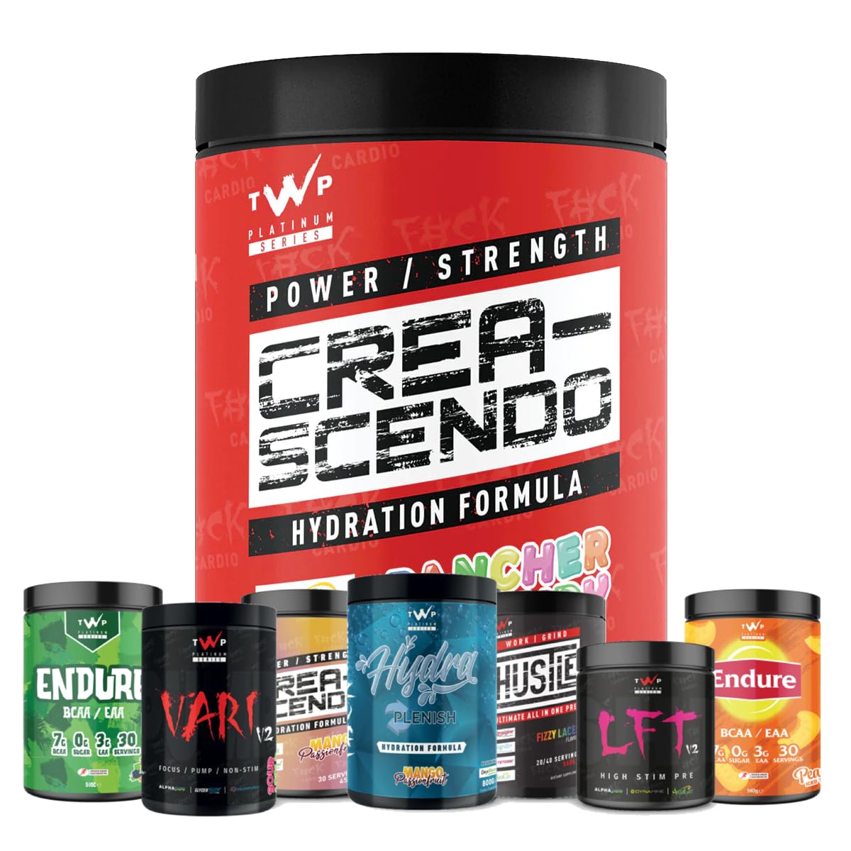 TWP Nutrition Platinum Series Crea-Scendo Creatina en polvo, 250 g/472 g y 30/50 porciones, 3 grandes sabores (Rancher Candy, 472 g)