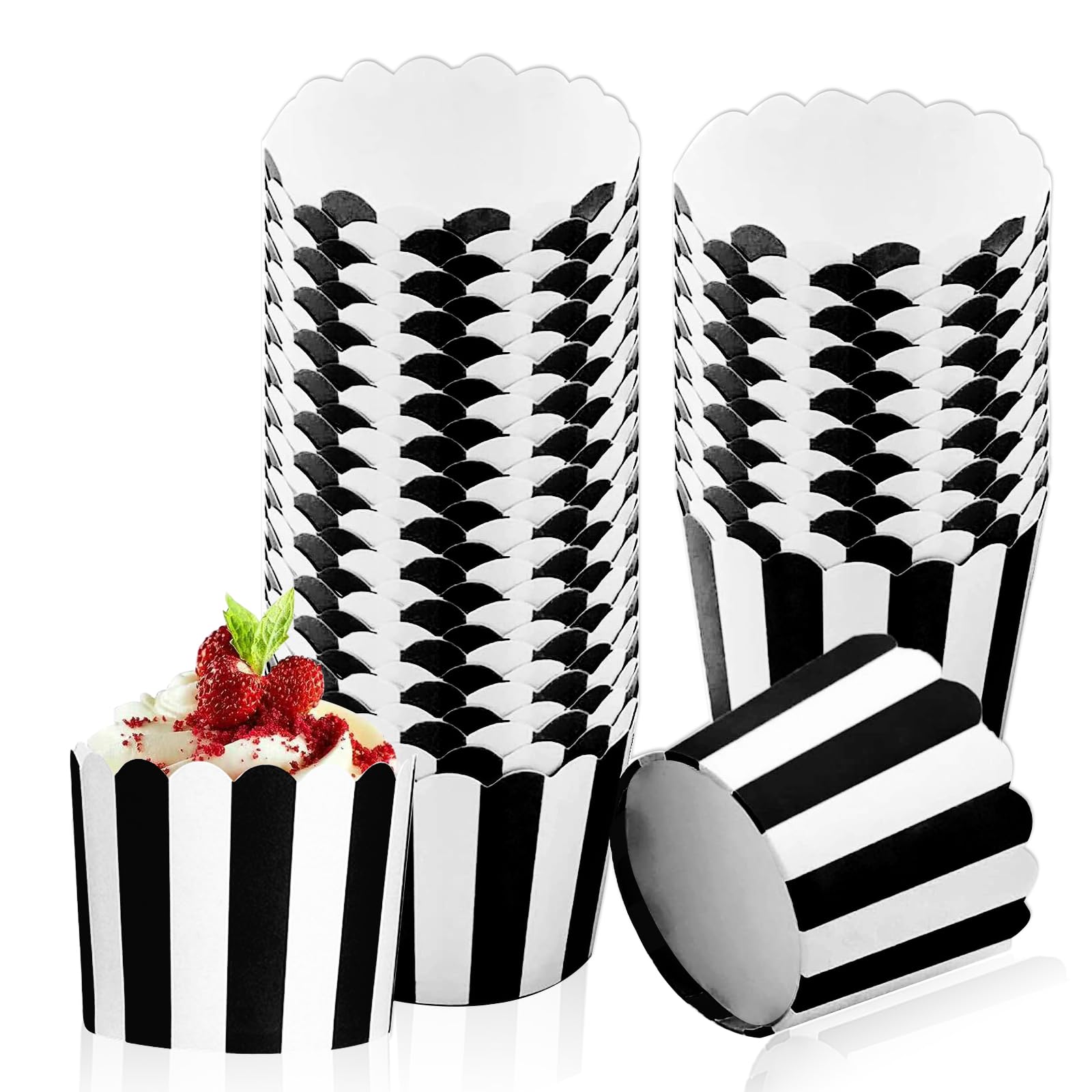 50 PCS Cupcake Cases, Greaseproof Muffin Liners Baking Paper Cups Mini Cupcake Wrappers Packaging Muffins Cup for Wedding Party Birthday (Black)