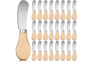 24 Pcs Small Cheese Knives 4.7 Inch Stainless Steel Butter Spreader Knives with Wooden Handle