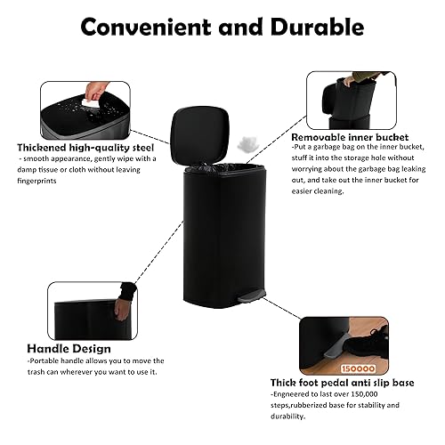 Miniatura 5 de Bote de basura automático sin contacto de 13 galones, con tapa, azul, polipropileno, sensor de movimiento