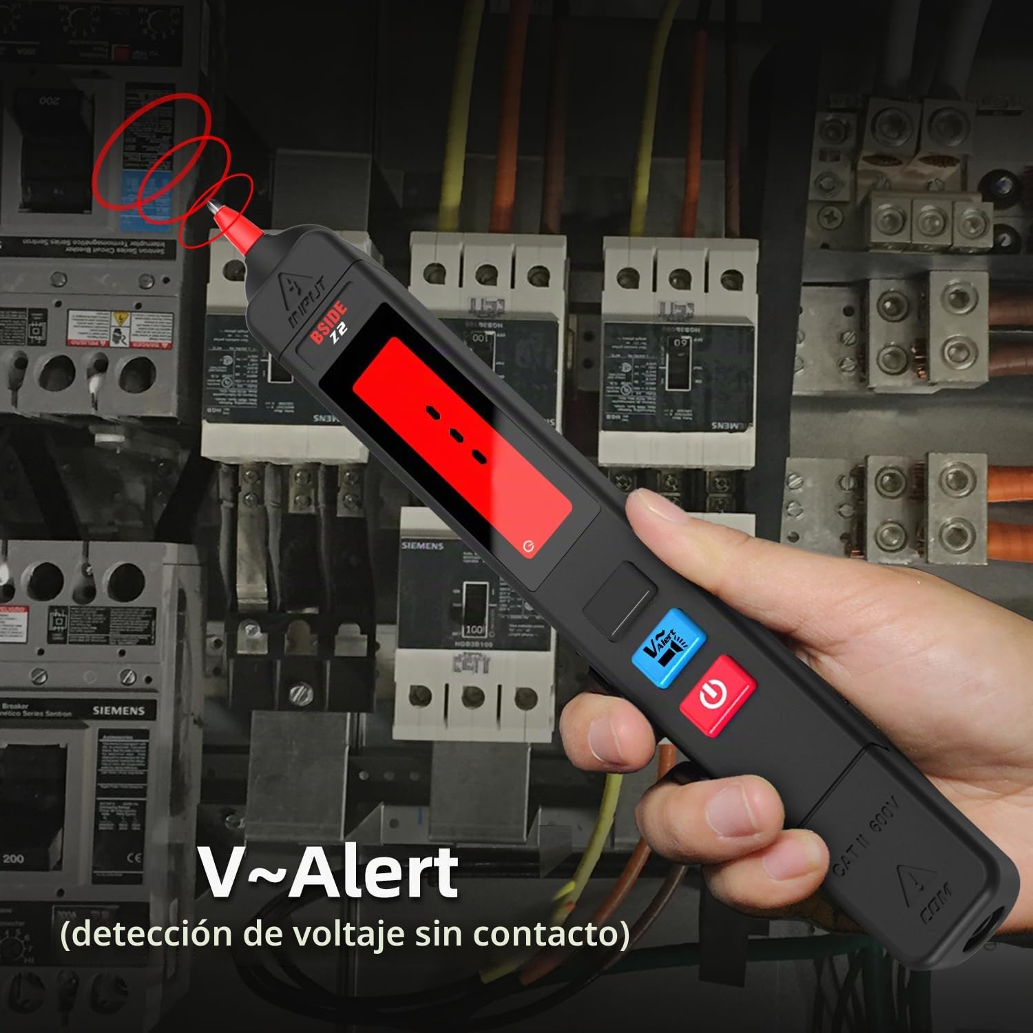 BSIDE Z2 Detector de Electricidad Sin Contacto Bolígrafo Probador de Voltaje AC 12-300V con Zumbador y Alarma Visual Medidor de Fugas Electricas Unipolar con Linterna y Batería para Casa