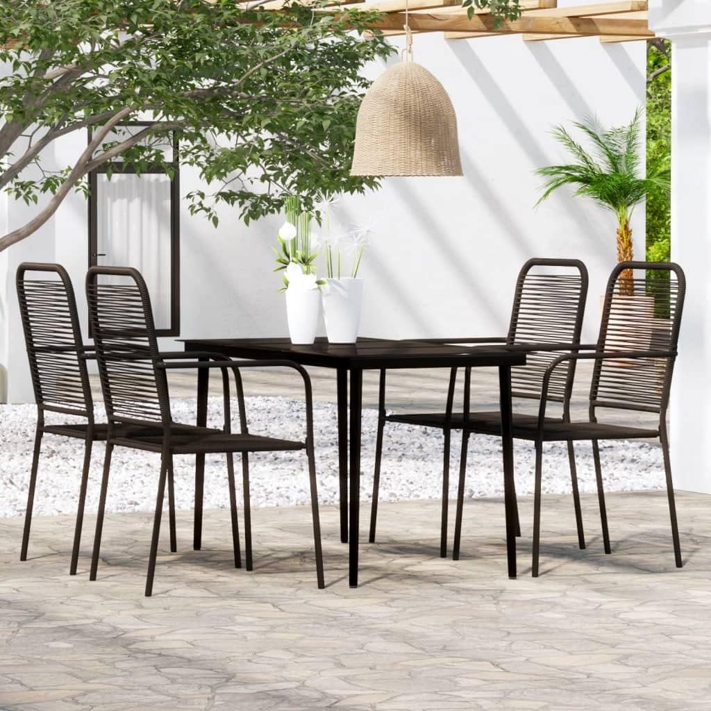 5 Piece Patio Dining Set,Conversation Furniture,Backyard Furniture,Casual Table Chairs,Patio Decor,Ideal to be Placed in Garden, Patio, Balcony, Poolside, Backyard, Lawn, Black