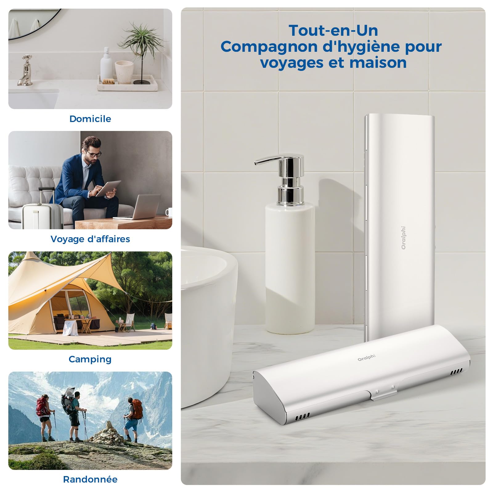 Etui Brosse a dent Electrique pour Oral B/Oral-B Pro/Oral-B IO/Philips Sonicare 4100 5300 et la Plupart des Autres Marques de brosses à Dents,Boite Brosse a dent pour Voyage,Maison,Argenté