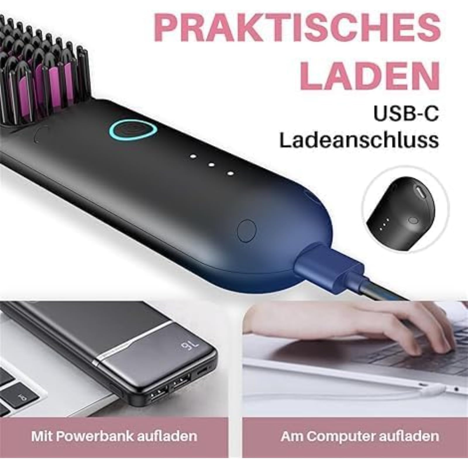 Monarch Stylingbürste für kurzes Haar – Präzisionshaarbürste für feines & dünnes Haar, ideal für Männer & Frauen – Ergonomischer Griff, antistatisch, für Volumen & Styling (Schwarz)