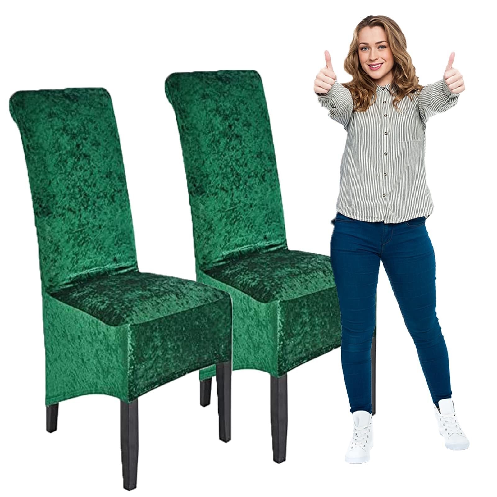 NMVAWIPT Crushed Velvet Dining Chair Covers Elastic Stretch Washable Removable Protective Seat For Wedding Banquet Party(#46,2pcs)