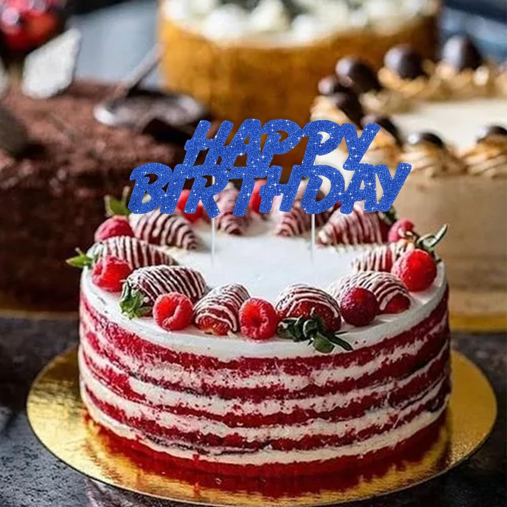 Happy Birthday Cake Topper – Rose Gold Glitter Bunting Decoration For Cakes & Desserts - View #6