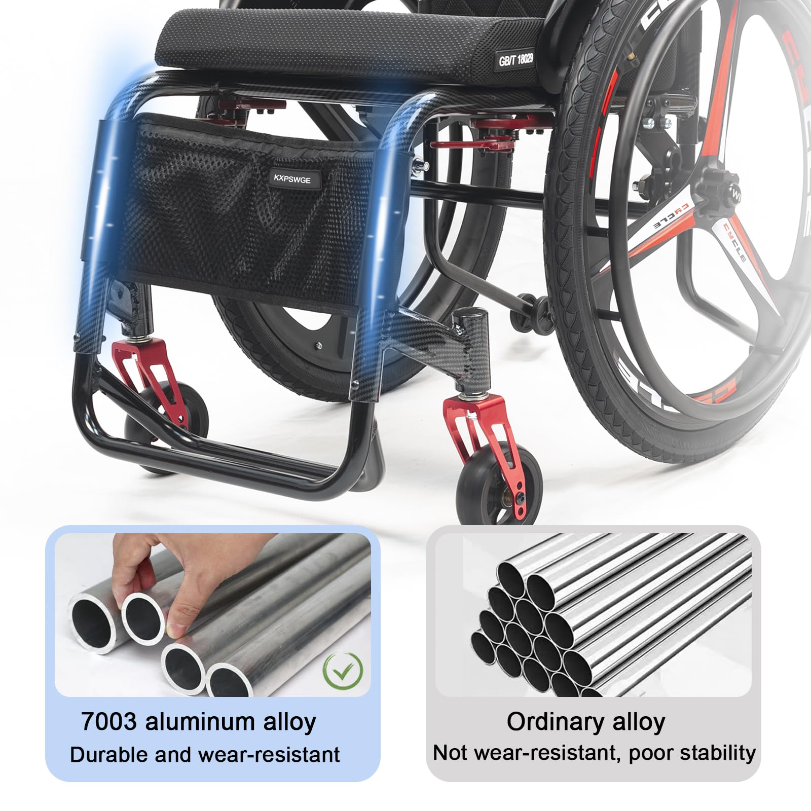 Silla de ruedas ligera para adultos, silla de ruedas de aleación de aluminio,Silla De Ruedas Deportiva, sillas De Ruedas Manuales Autopropulsadas,Liberación rápida, Freno manual(Seat width 43cm/16.9in