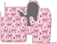 Vista 11 de Manoplas de Horno con Diseño de Hongos, Juego de Agarraderas de Silicona Vintage con Hoja Mágica, Guantes de Cocina Agarraderas Resistentes al Calor