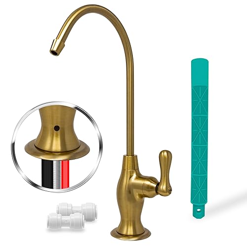 Metpure Airgap RO Faucet Sistema de filtración de agua potable de ósmosis inversa Caño dispensador de agua (oro cepillado) con tubería preinsertada