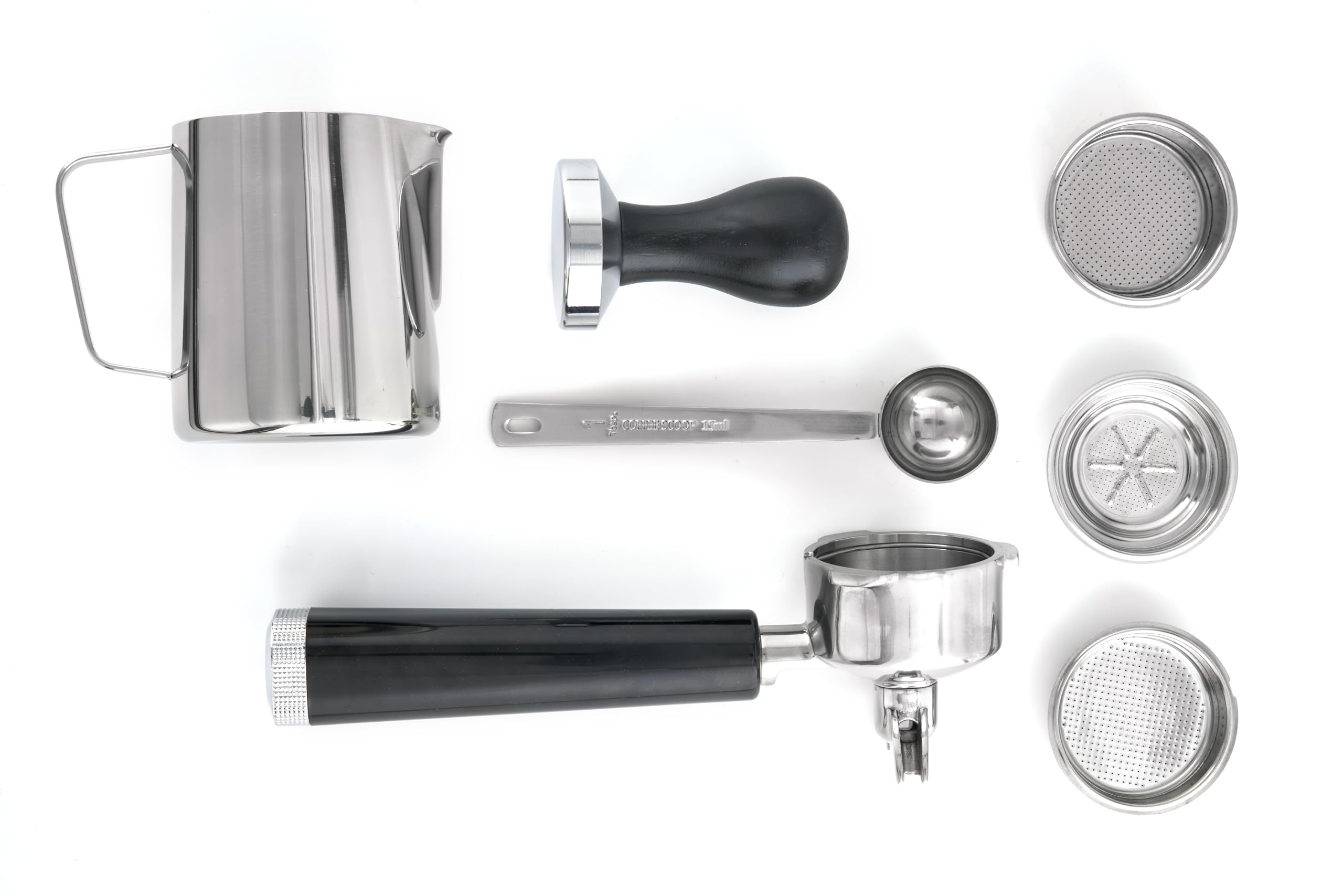 Caso Espresso Gourmet - Macchina portafiltro in acciaio inox, potente pompa Ulka da 19 bar, con montalatte, per caffè o cialde di caffè ESE, per 2 tazze, con piastra riscaldante