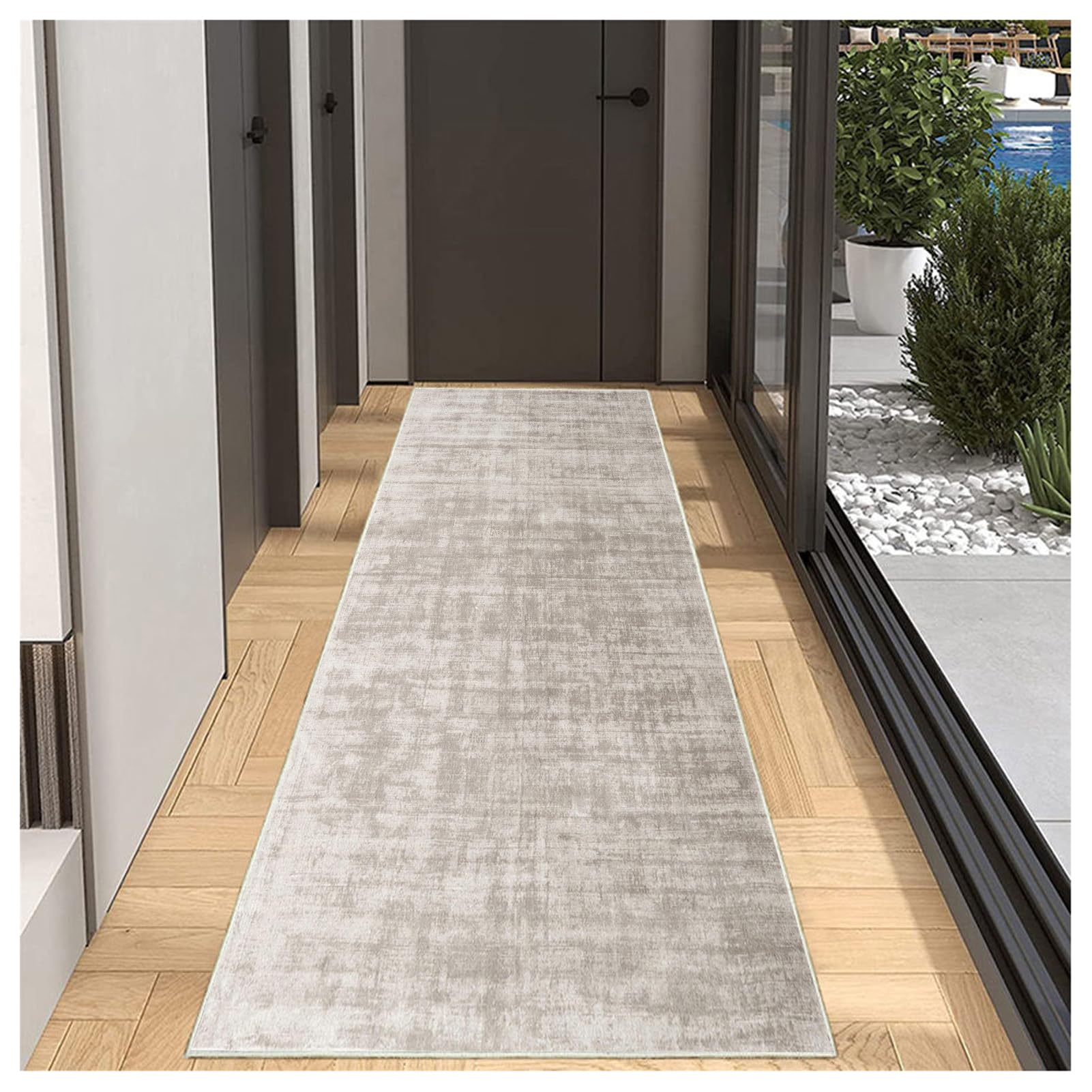 Lahome Oriental Kitchen Runners For Hallways, 2.5x10 Washable Runner Rug Non Slip, Soft Hallway Rug Distressed Ultra-Thin Long Carpet For Bathroom Entryway ‎Bedroom, Peach/Orange