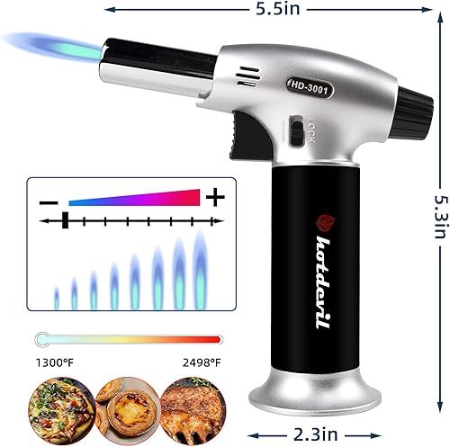 Miniatura 3 de Hotdevil Antorcha culinaria de butano de 0.23 oz (6 g), tanque recargable, para cocinar, encendedor para todos los cartuchos de butano, soplete de