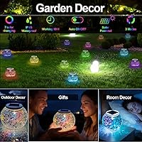 Vista 5 de Aukora - Bola de luz de jardín LED con cambio de color a energía solar, lámparas de mesa impermeables para noche, ideal para patio, bar, fiesta