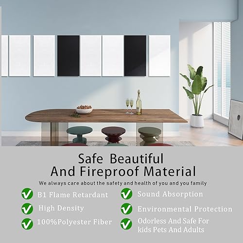 Miniatura 2 de Paquete de 6 paneles acústicos autoadhesivos de 15.75 x 31.5 x 0.47 pulgadas, paneles de pared acústicos insonorizados con borde biselado de alta