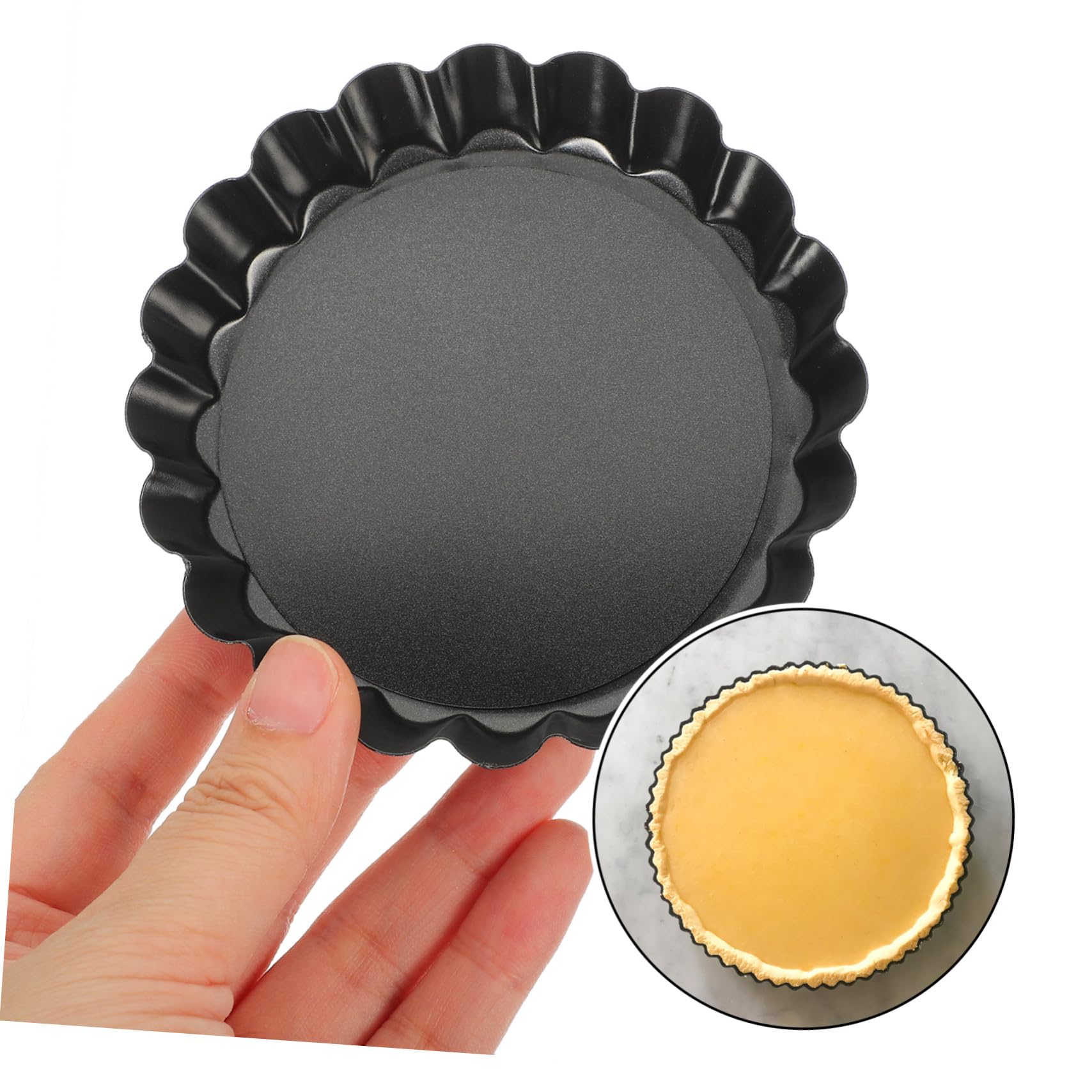Toyvian Set 8 Teglie per Tartellette Antiaderenti in Acciaio al Carbonio con Fondo Rimovibile, Eccellente Conducibilità Termica per Cottura Quotidiana e Dolci da Banchetto