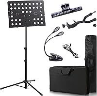 Vista 8 de Klvied Soporte de partituras profesional con colgador de violín, soporte plegable y portátil para violín con estuche de viaje, color negro