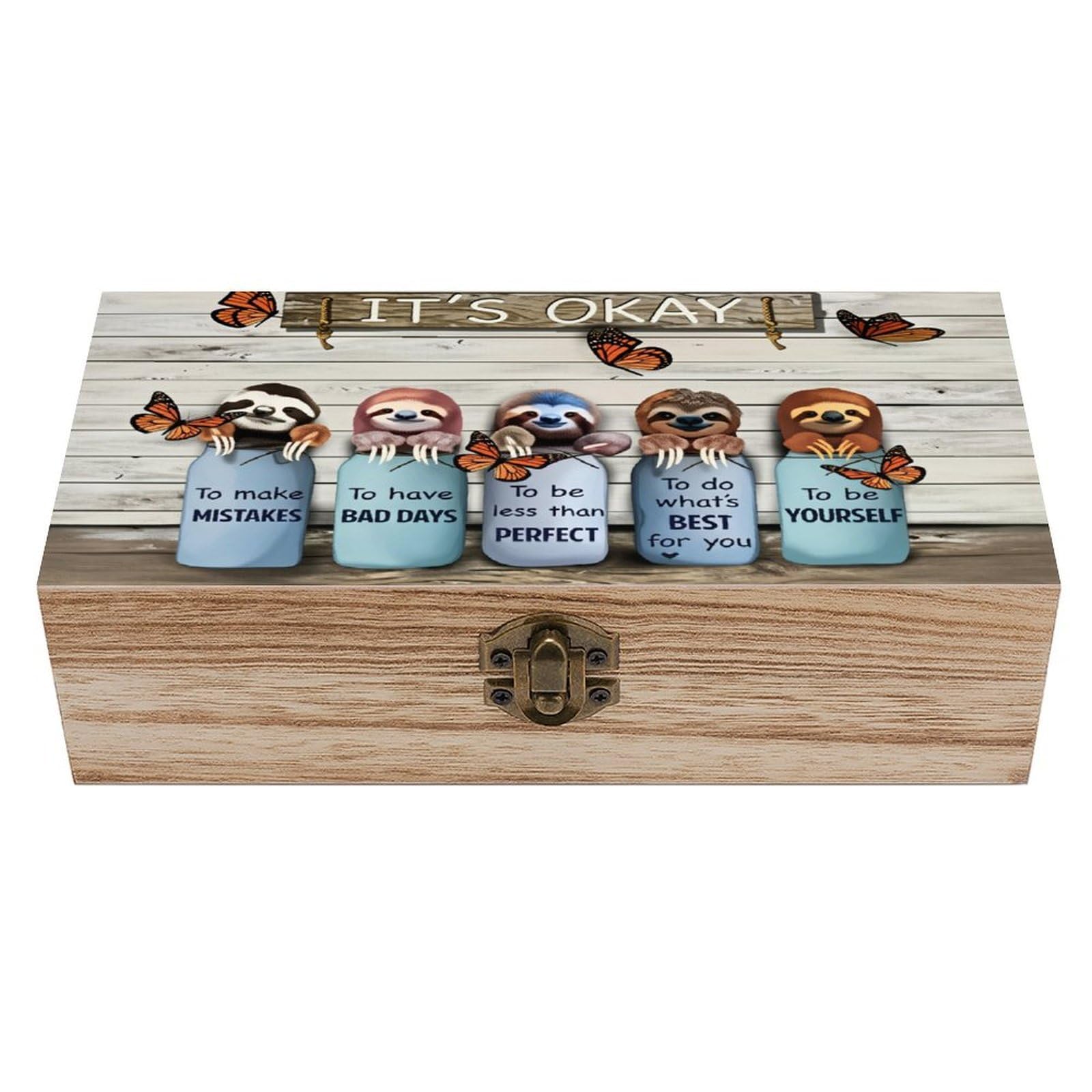 asbwuo Sloth Vintage Wooden Keepsake Box