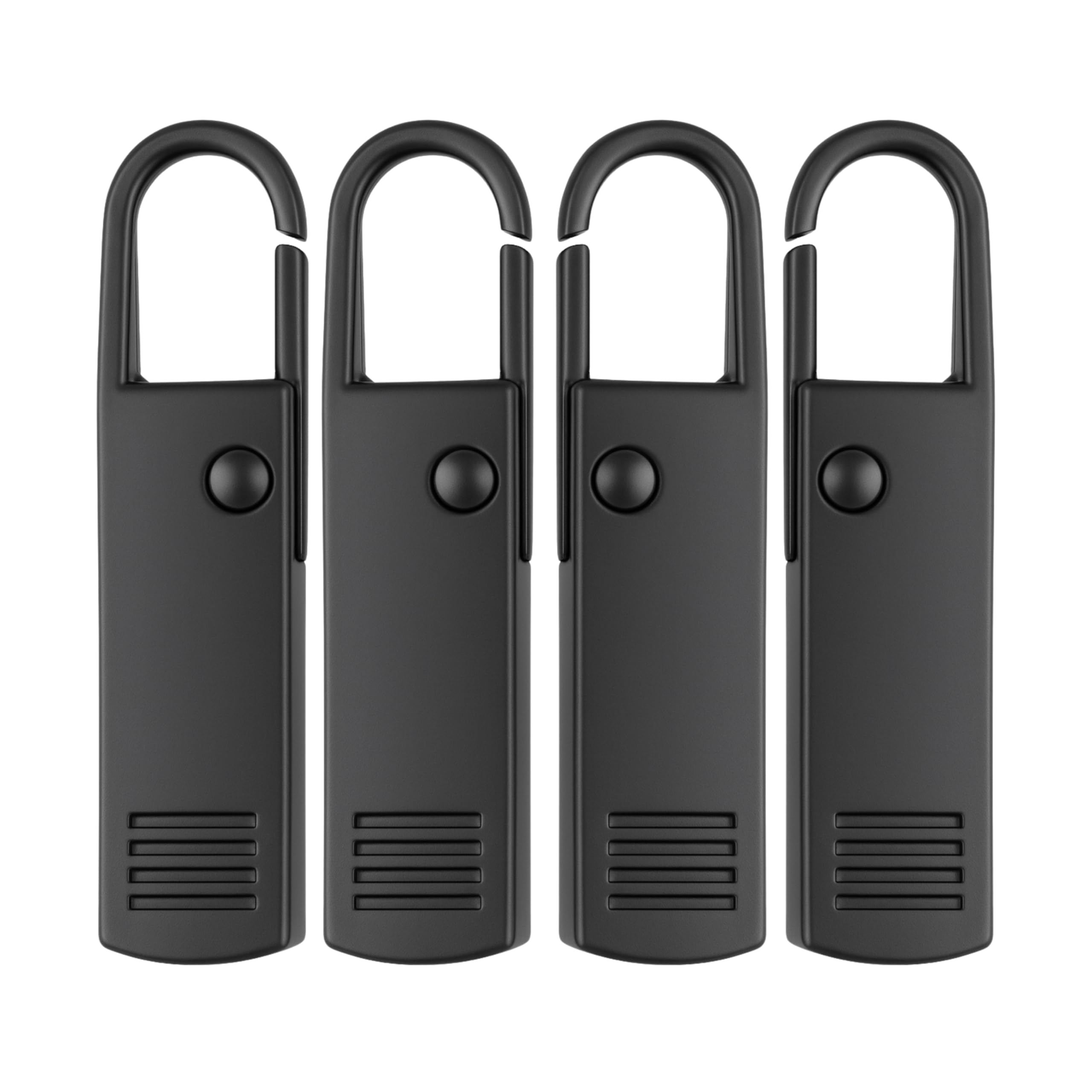 Metal Zipper Tags for Repair, Pack of 4, Black Replacement Zipper Tag for Zip, Fastener Slider for Coat, Suitcase, Backpack, Jeans, Sewing Accessories, Fastener Repair Pendant, Slide Puller Tabs