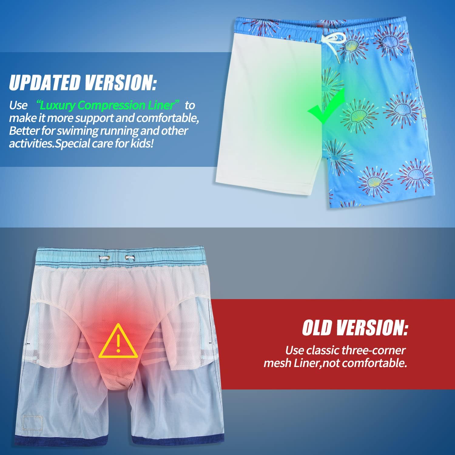 Upgraded Version Toddler Boys Swim Trunks with Compression Liner,Rush Guard Sets UPF 50+,Boys Bathing Costumes